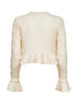 Ivory knit ruffled logo cardigan
