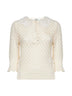 Ivory knit polo shirt with lace collar