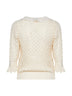 Ivory knit polo shirt with lace collar
