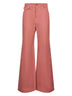 Pink cotton canvas flared trousers