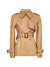 Beige cotton gabardine short trench coat