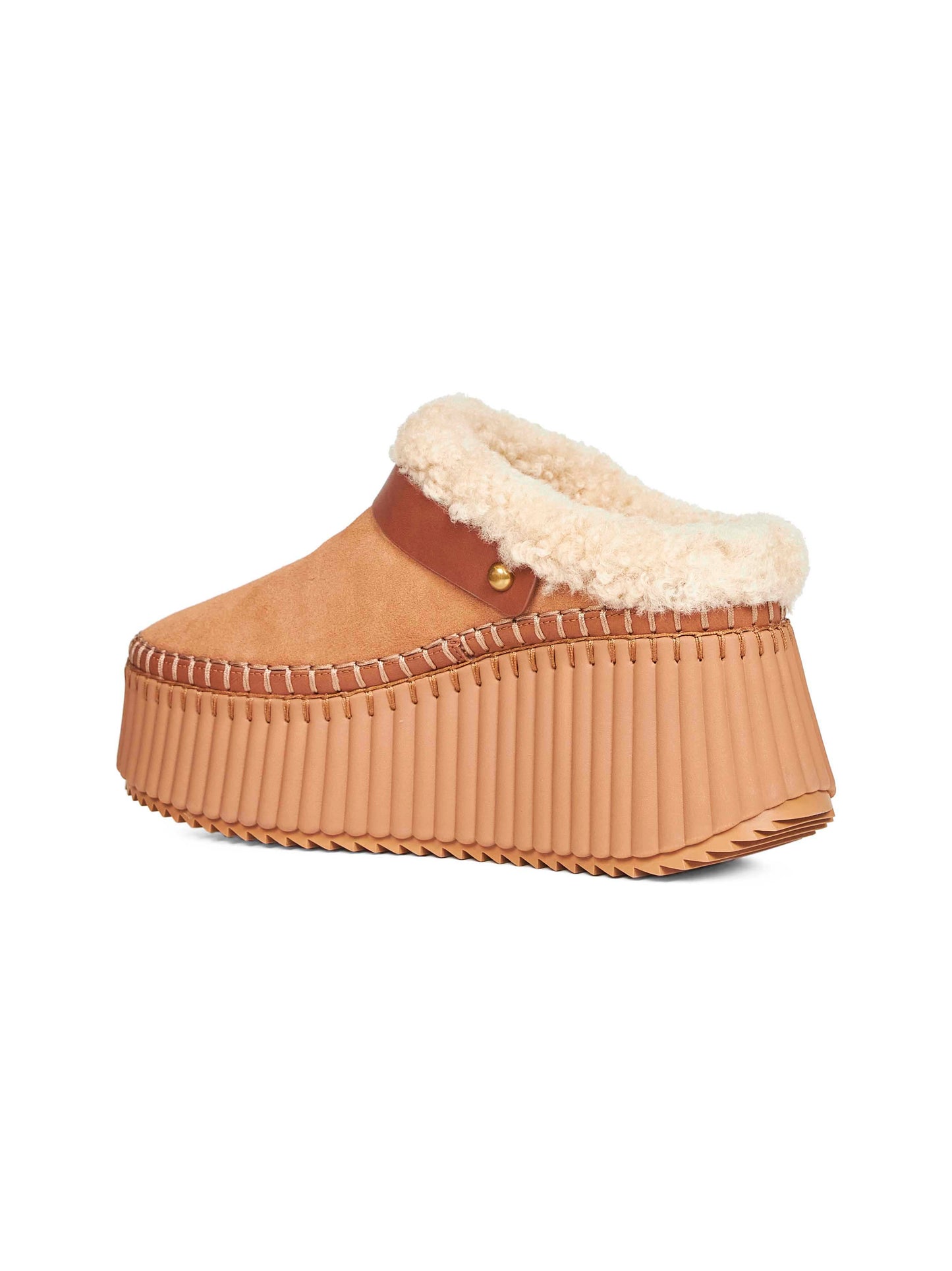 Pottery brown Nama wedge mules