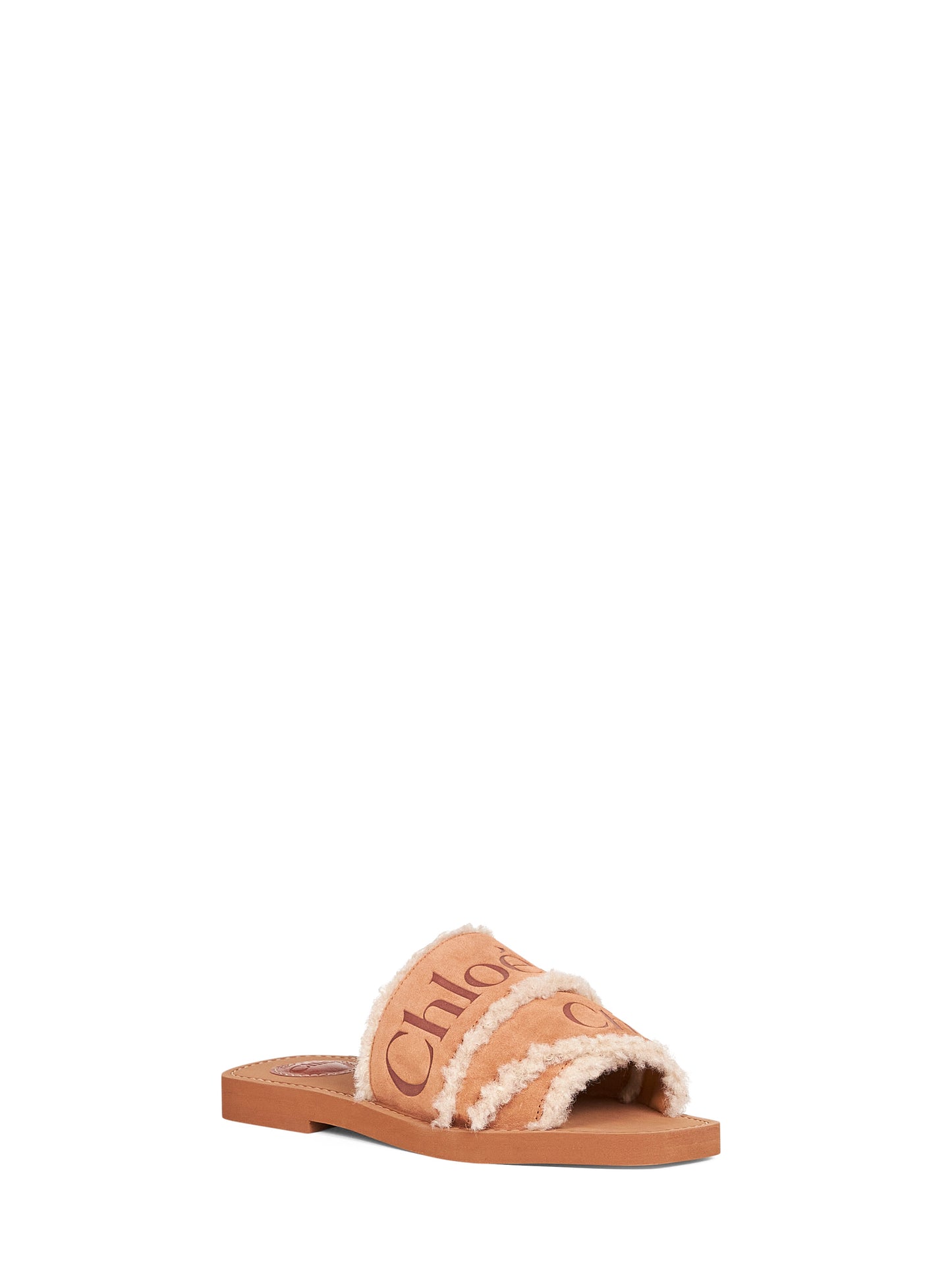 Sabot Woody in pelle scamosciata cuoio<BR/>