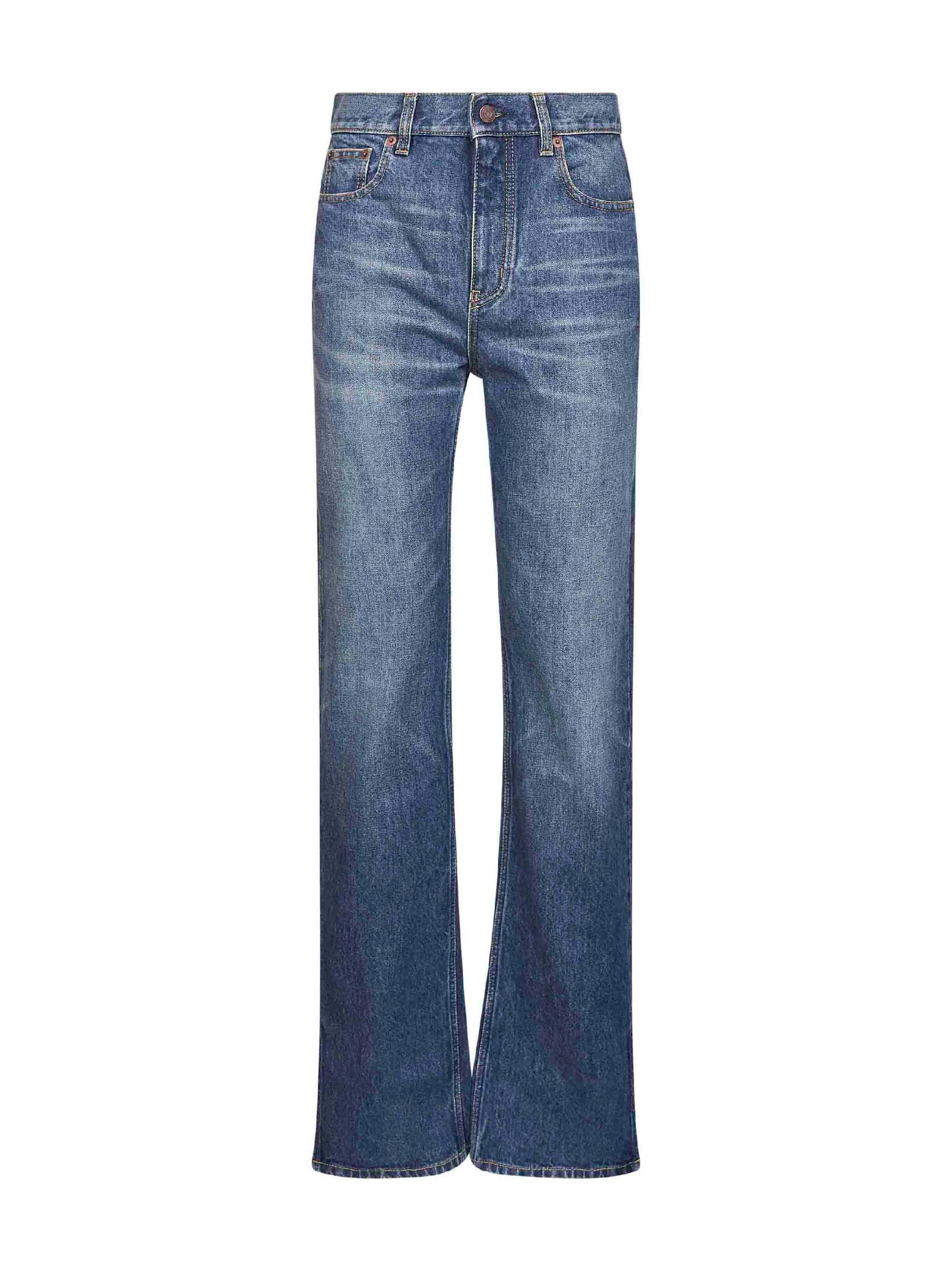 Blue denim straight jeans