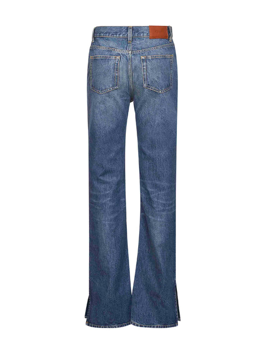 Blue denim straight jeans