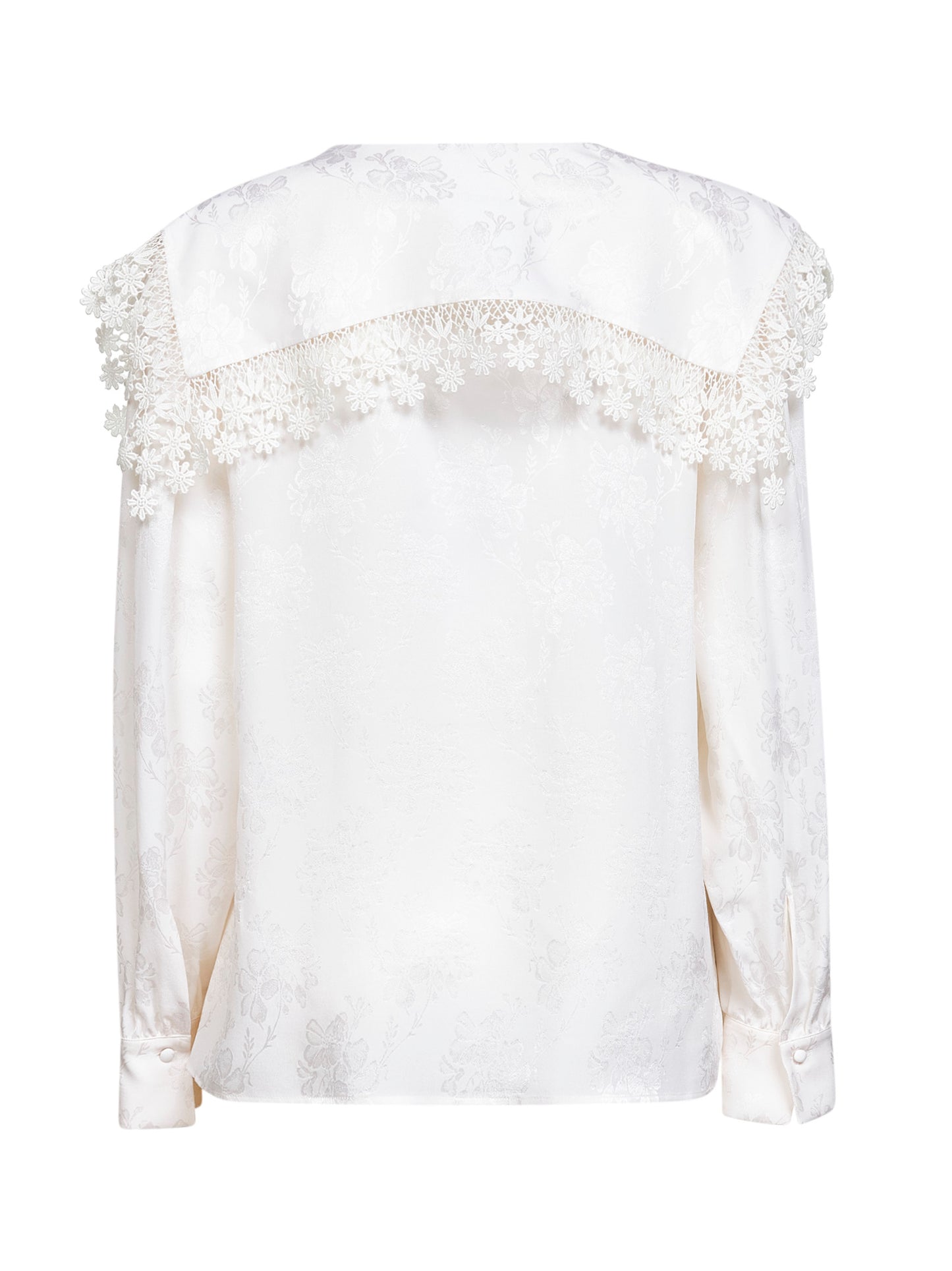 Blusa in jacquard di seta e pizzo avorio