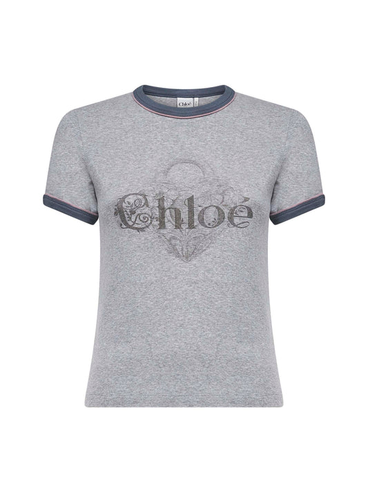 T-shirt baby fit con logo in jersey chiné grigio