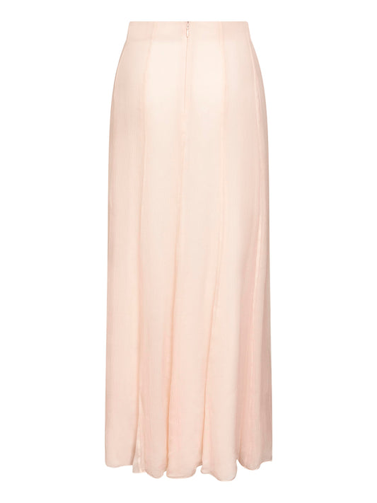 Nude silk muslin fluid maxi skirt