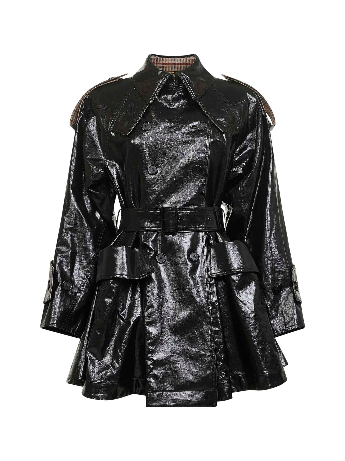 Black coated linen short riding coat