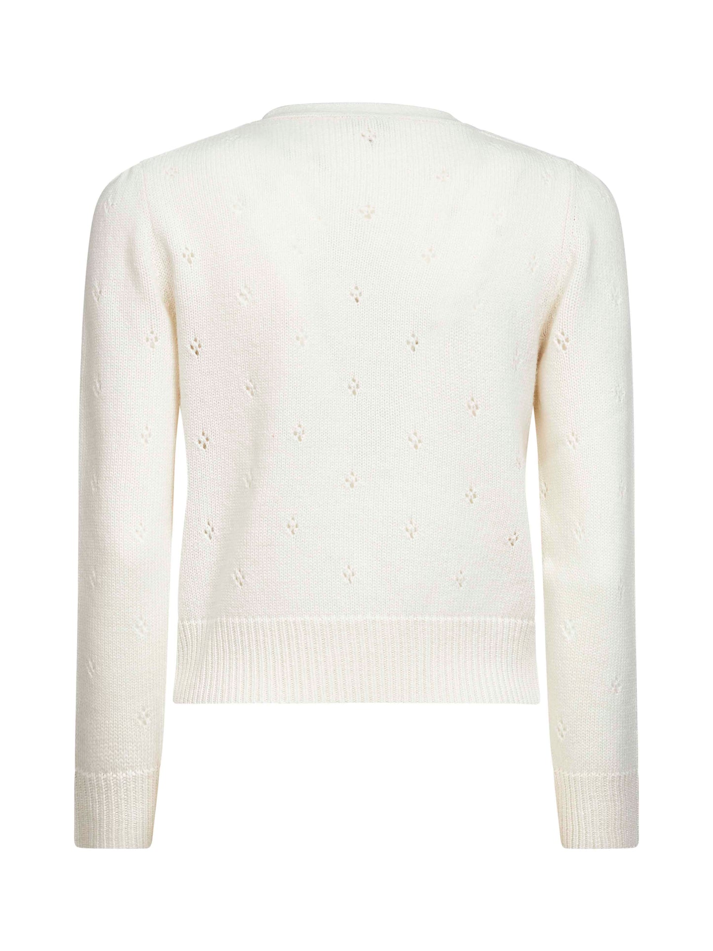 Ivory openwork knit fitted sweater
