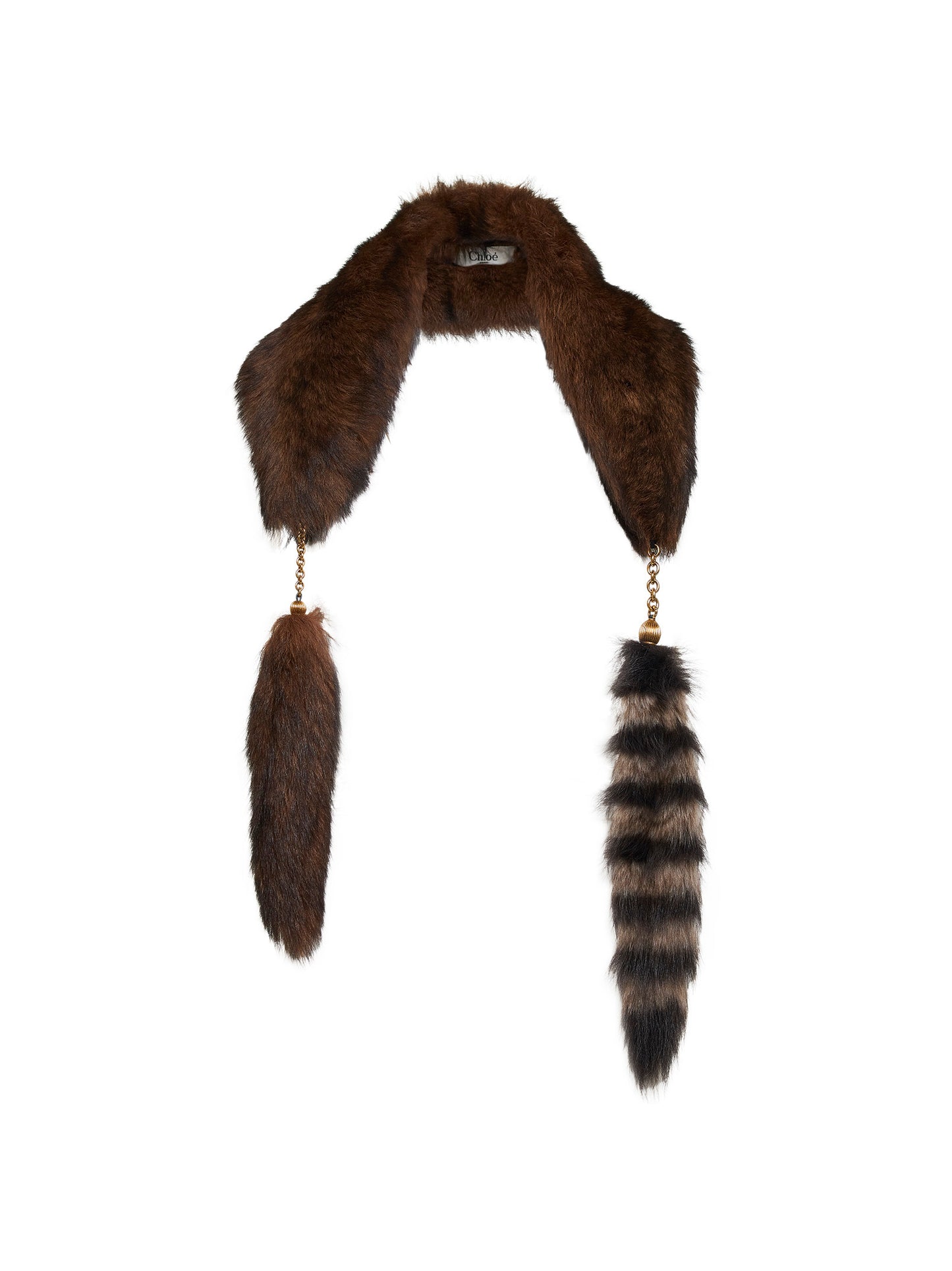 Brown shearling Treasure Tails scarf