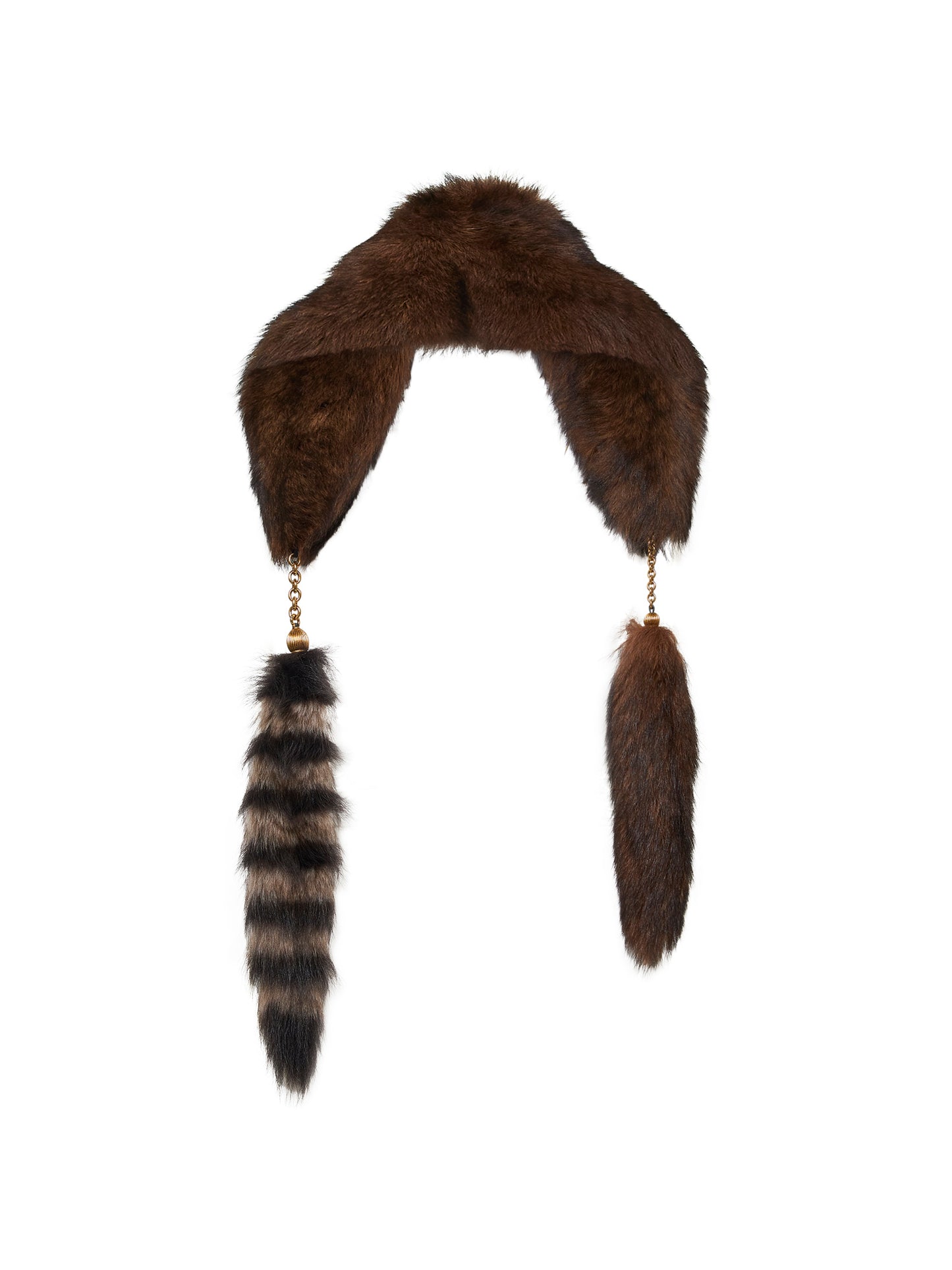 Brown shearling Treasure Tails scarf