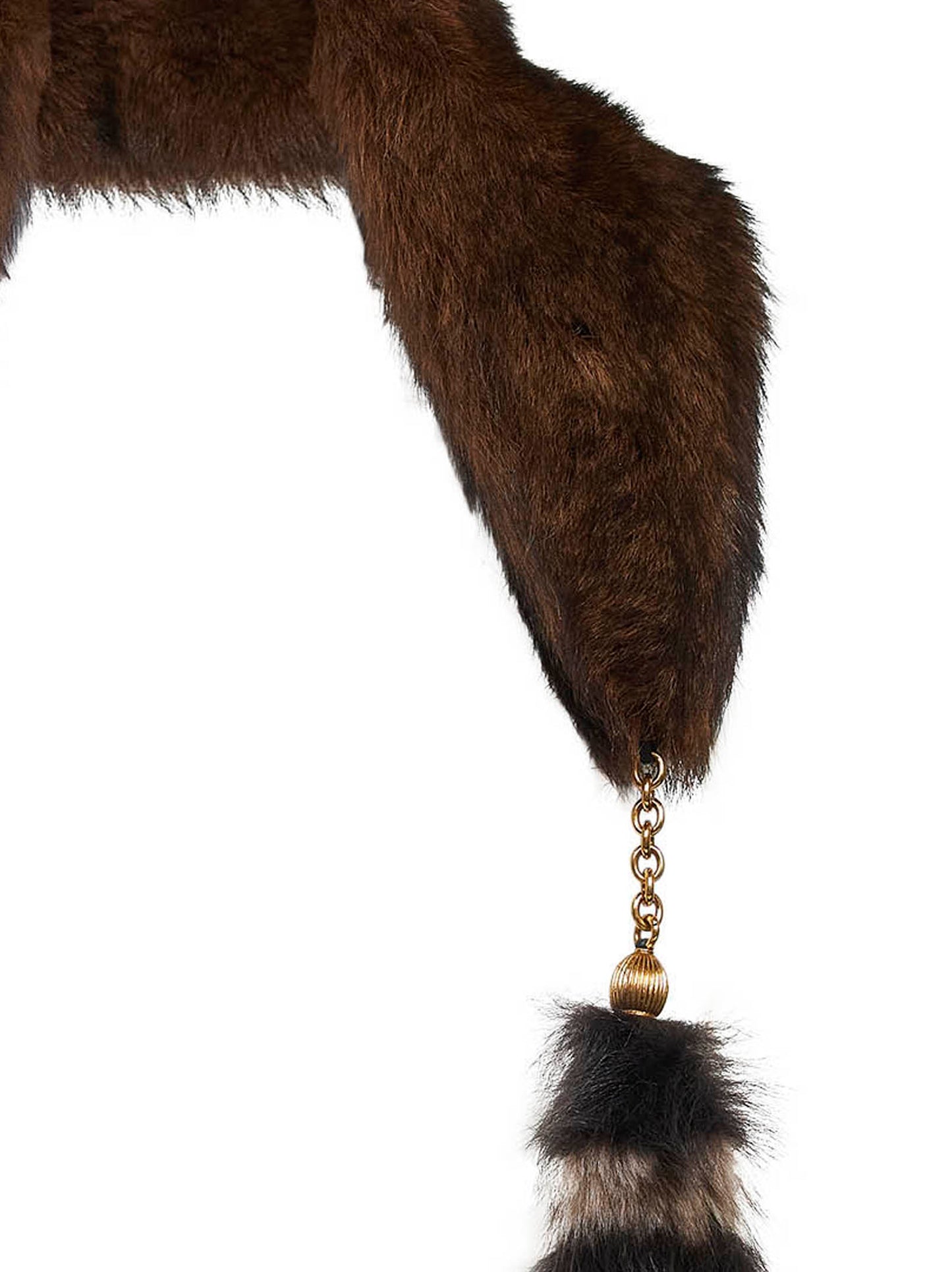 Brown shearling Treasure Tails scarf