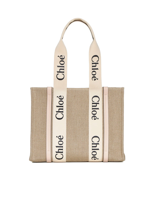 Medium Woody tote bag in linen