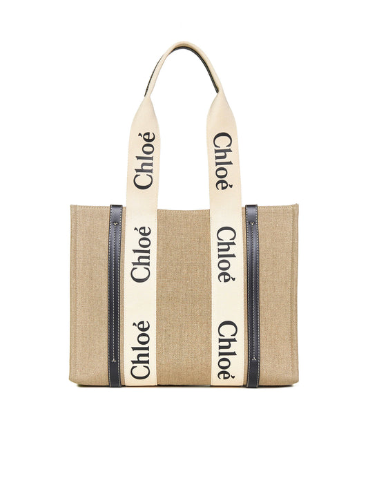 Woody linen tote bag