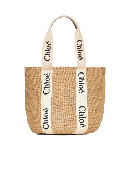 Large Woody Basket Bag in Natural Fibers