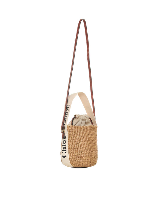 Small Woody basket bag in natural fibres