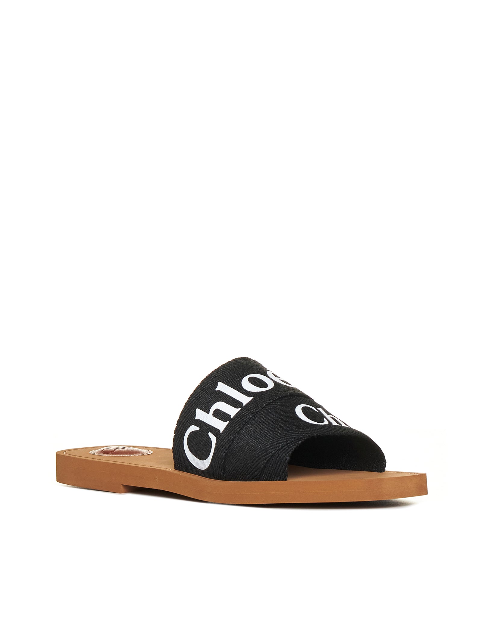 サンダル・ミュール CHLOE Women Sandals CHC22U188Z3001 Black Woody linen flat sandals – Daniello.com