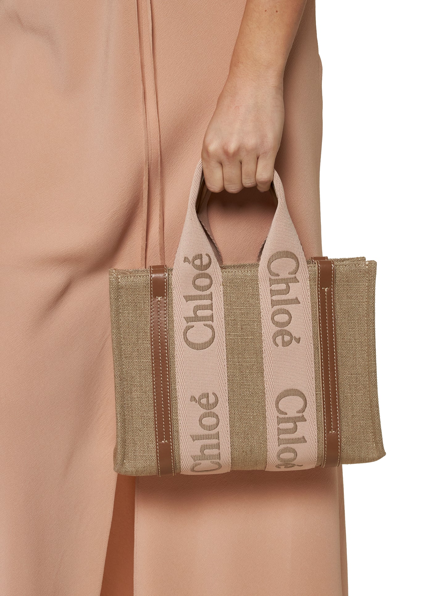 Borsa tote piccola Woody in lino Chloè