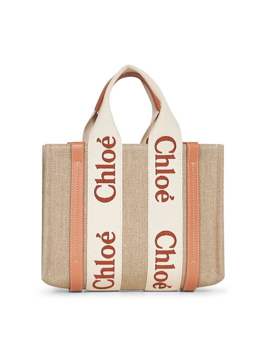 Beige Woody small tote bag