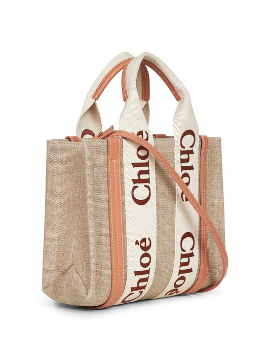 Beige Woody small tote bag