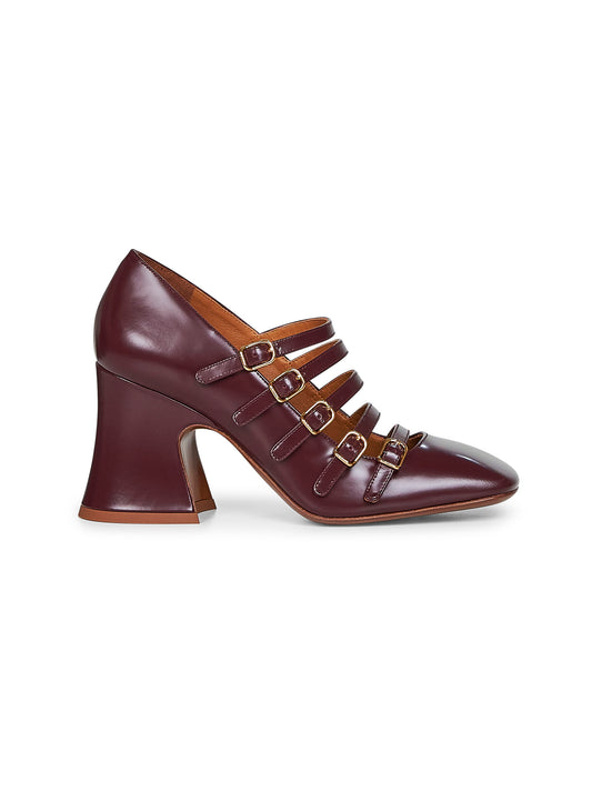Burnt purple shiny calf leather Janis pumps
