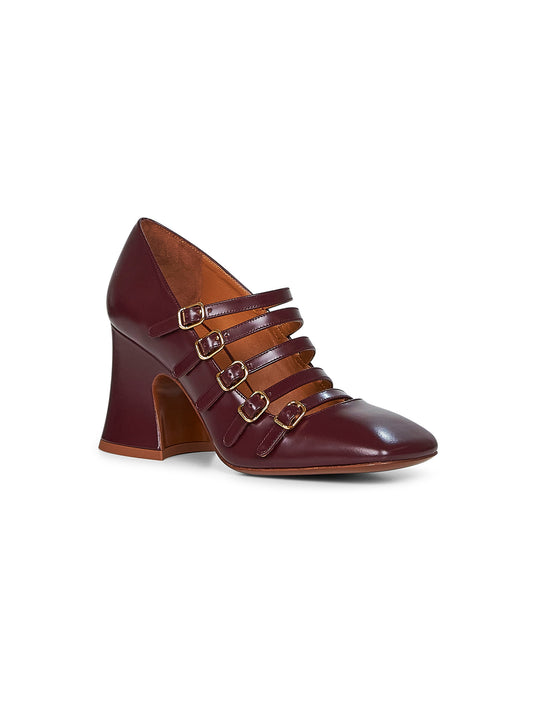 Burnt purple shiny calf leather Janis pumps