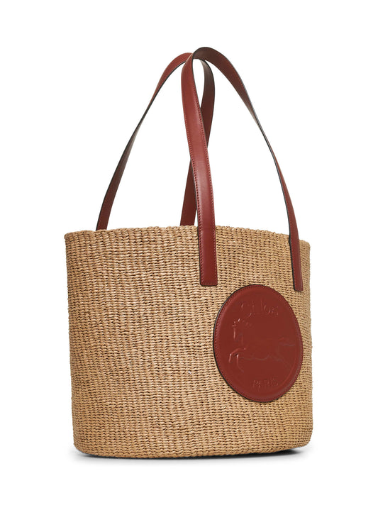 Beige Horse Medal large basket bag