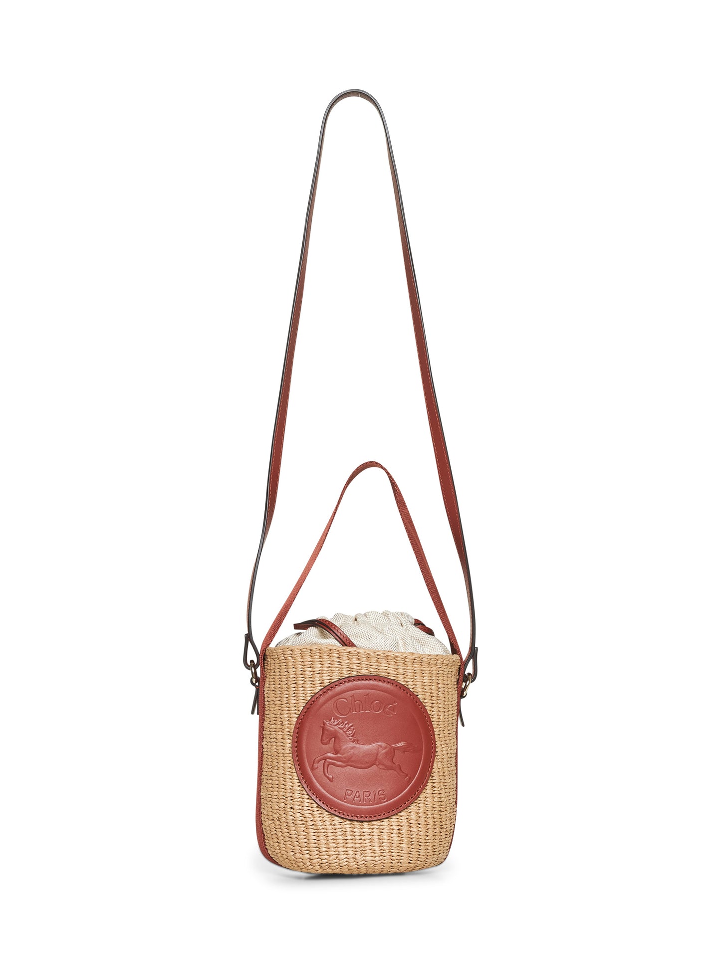 Beige Horse Medal small basket bag