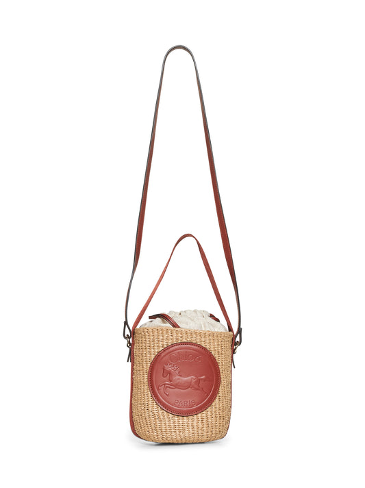 Beige Horse Medal small basket bag