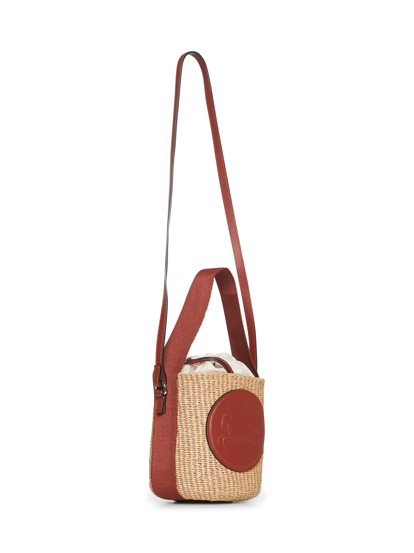 Beige Horse Medal small basket bag