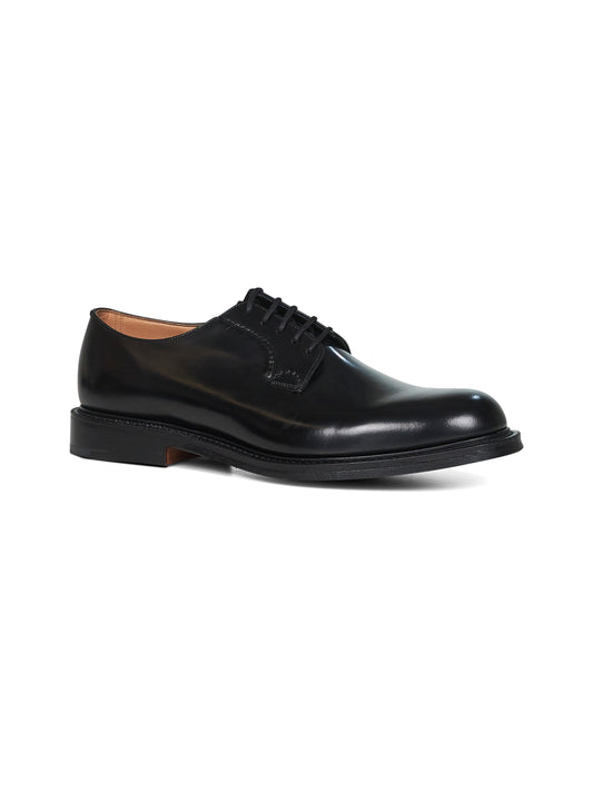 Black leather Shannon lace-up derby blucher