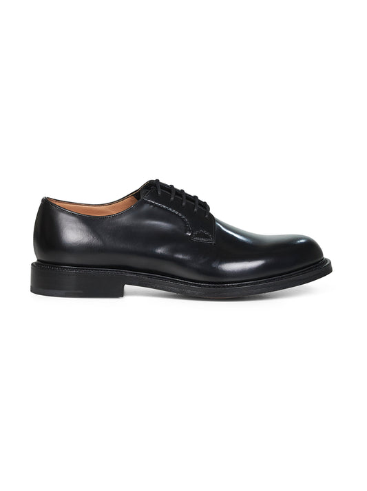 Black leather Shannon lace-up derby blucher
