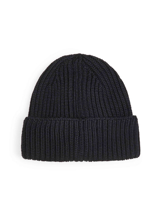 Black wool beanie with Lens detail