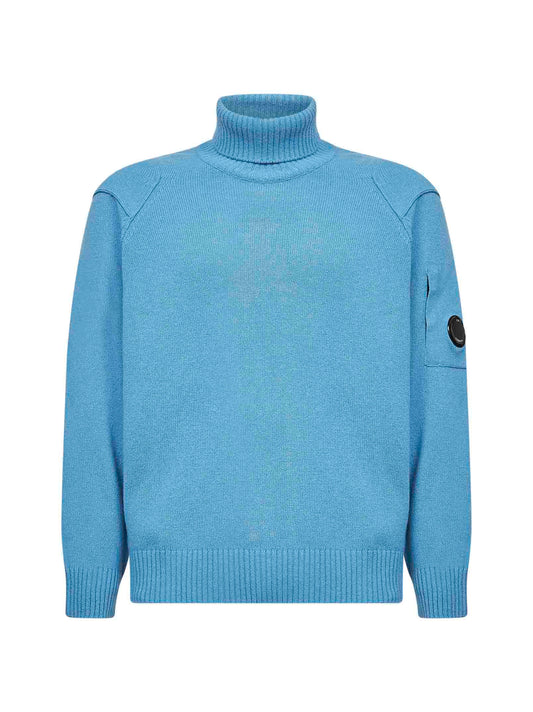 Light blue Lambswool GRS turtleneck sweater