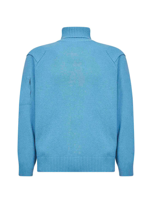 Light blue Lambswool GRS turtleneck sweater