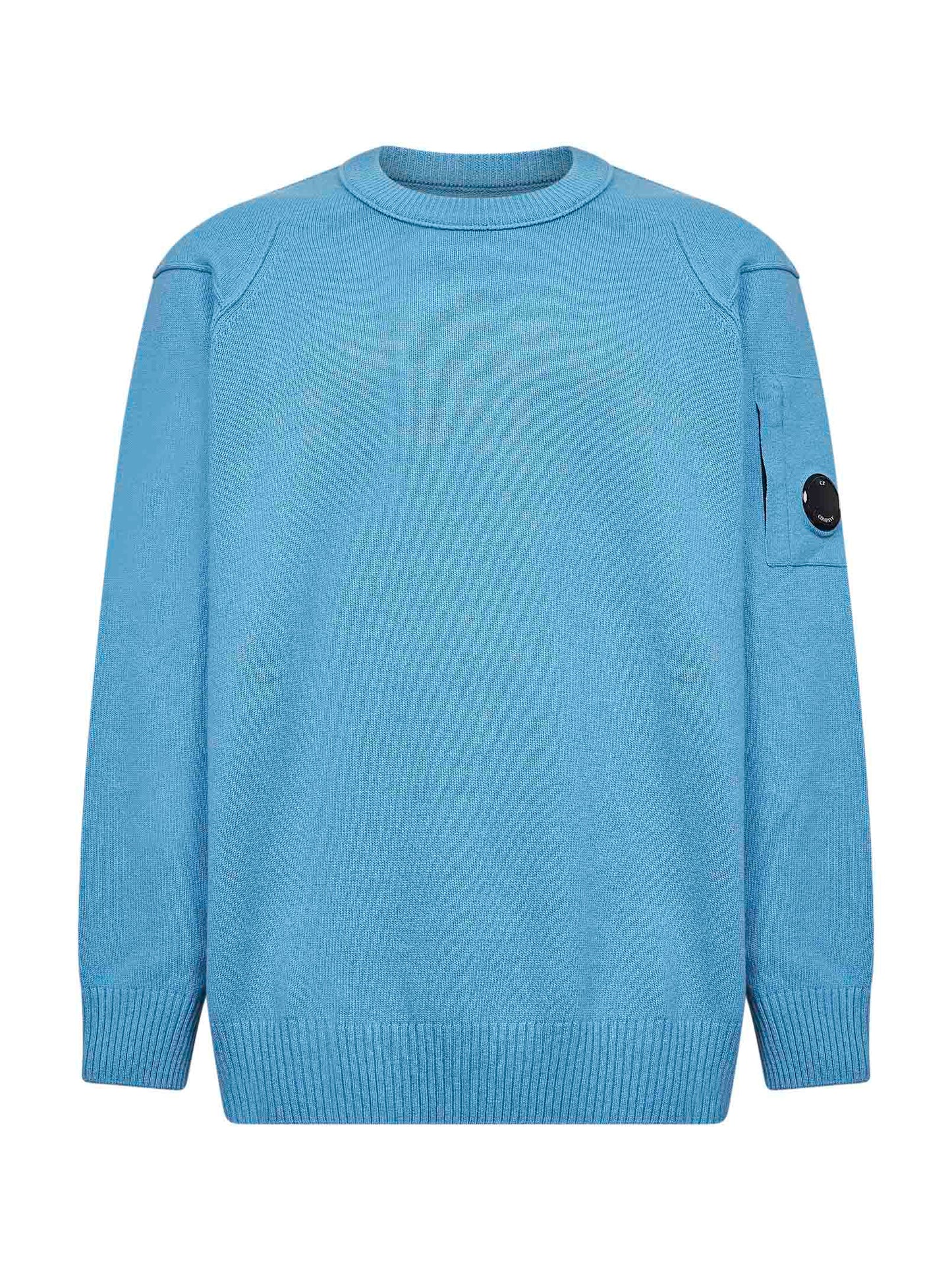 Light blue Lambswool GRS Crewneck Lens sweater