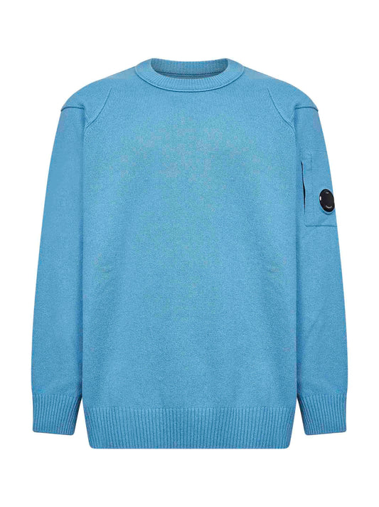 Light blue Lambswool GRS Crewneck Lens sweater