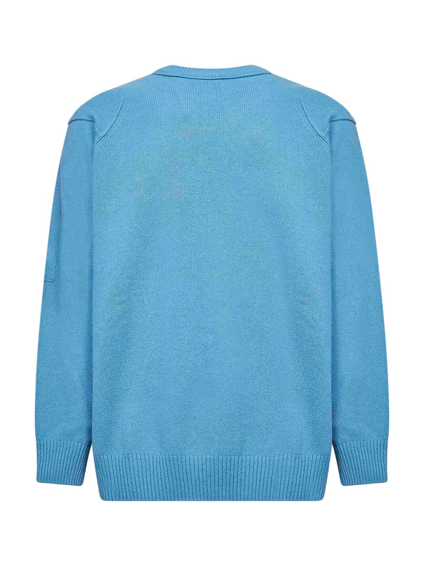 Light blue Lambswool GRS Crewneck Lens sweater