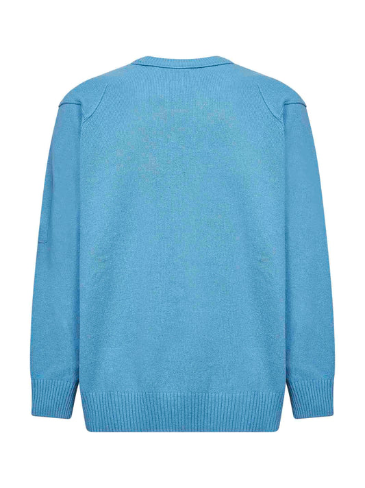 Light blue Lambswool GRS Crewneck Lens sweater