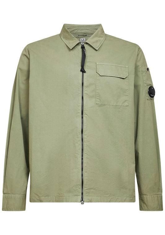 Grey Organic Gabardine Zipped overshirt