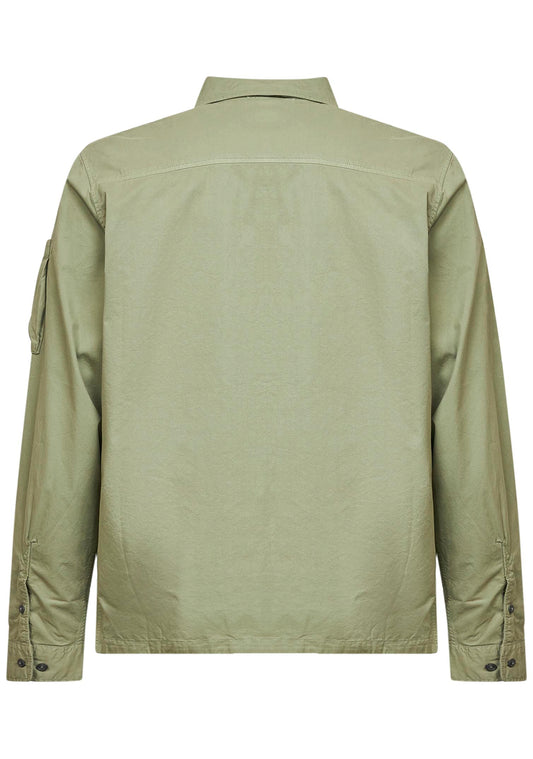 Grey Organic Gabardine Zipped overshirt