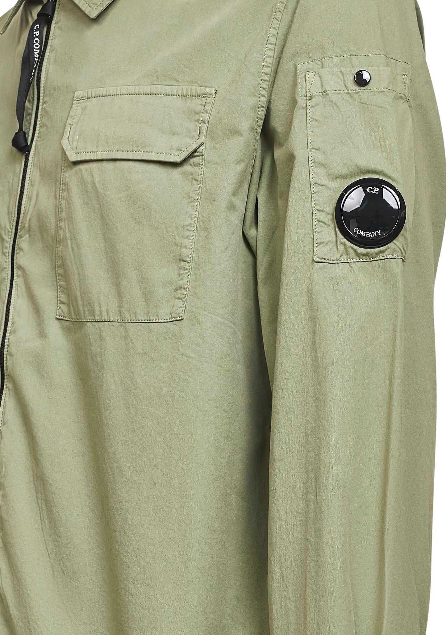 Grey Organic Gabardine Zipped overshirt