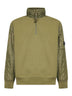 Green Diagonal Raised Fleece Mixed half-zip sweatshirt