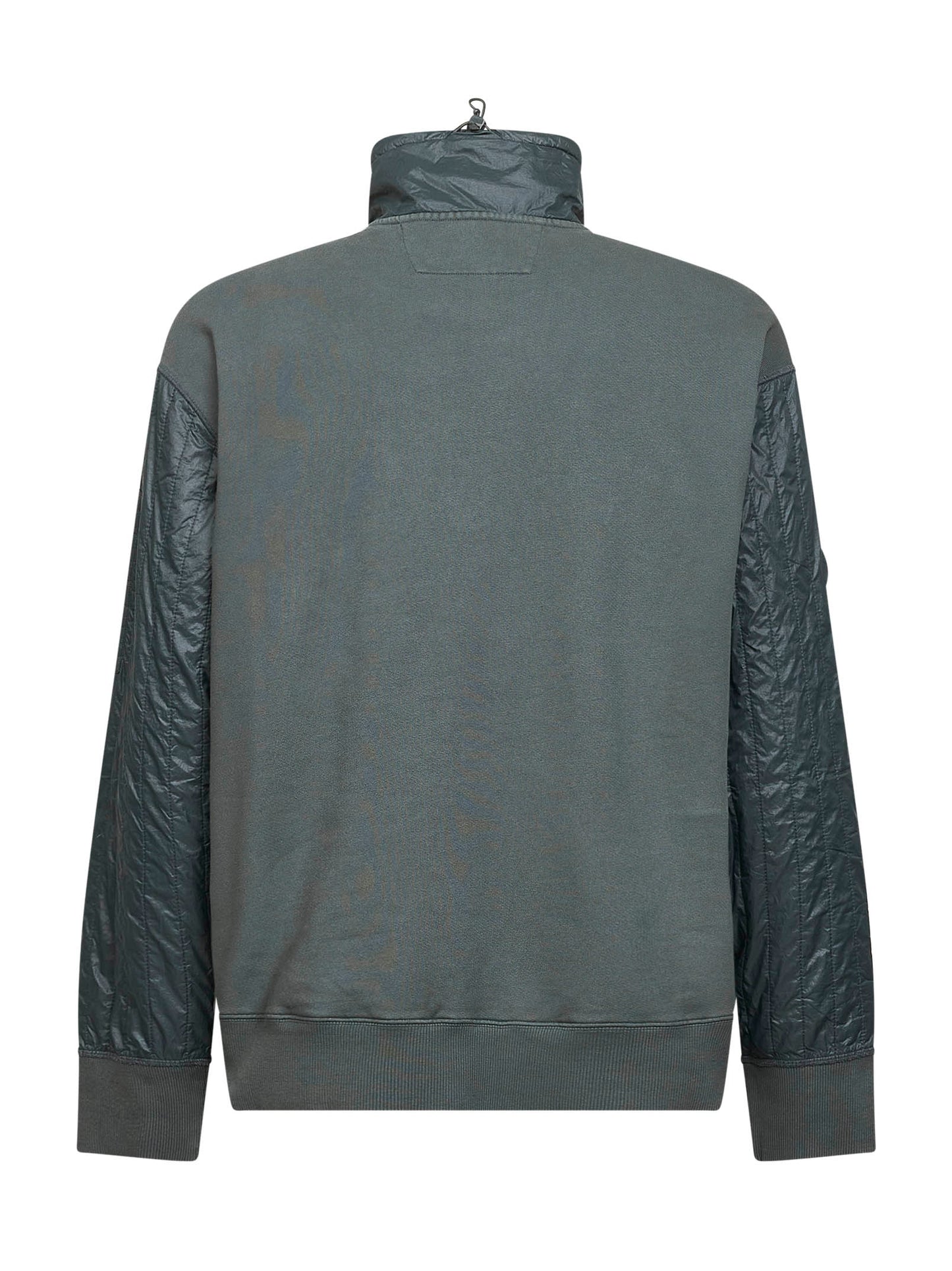 Grey Diagonal Raised Fleece Mixed half-zip sweatshirt