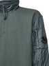 Grey Diagonal Raised Fleece Mixed half-zip sweatshirt