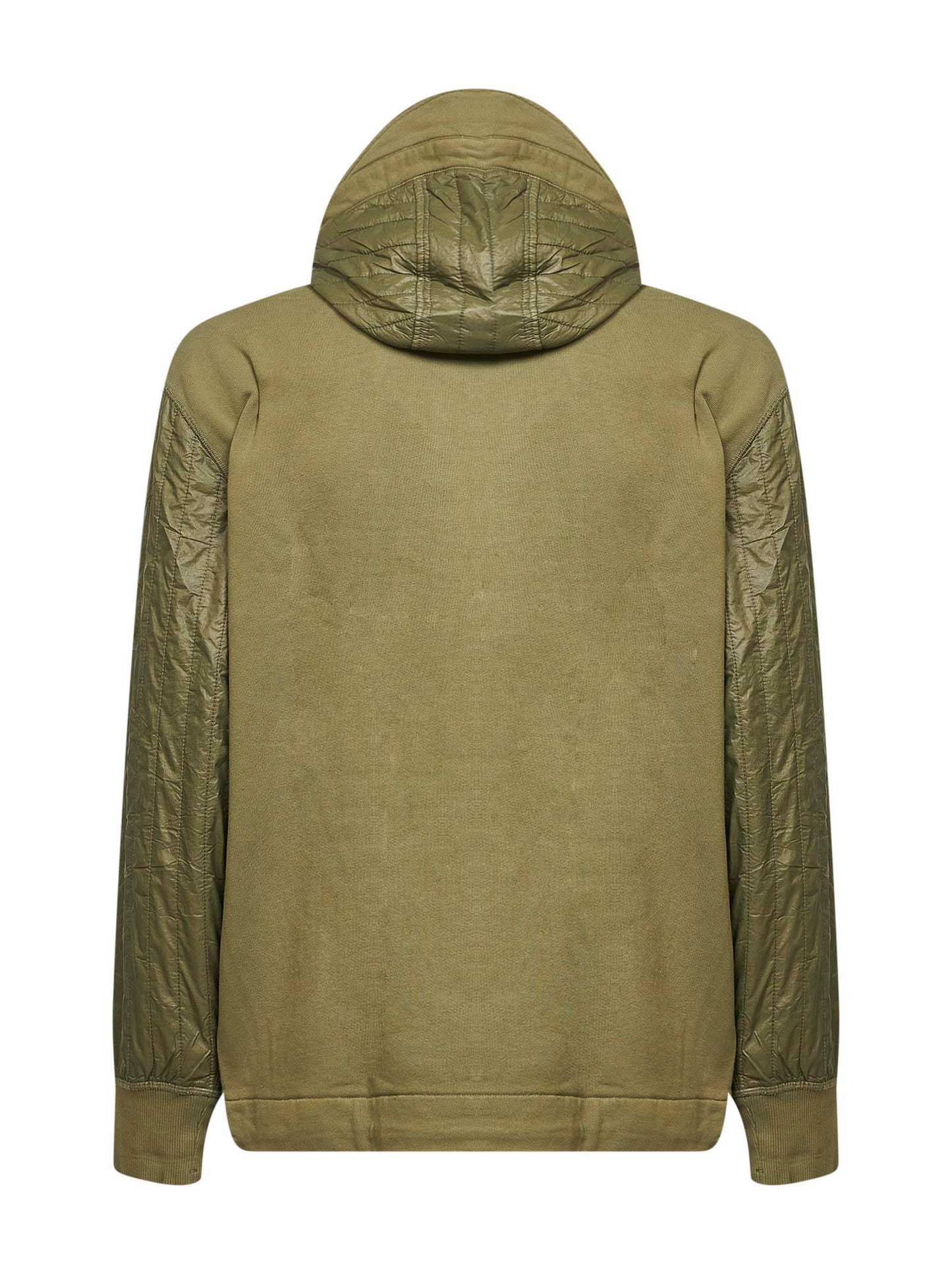 Green Diagonal Raised Fleece Mixed zip-up hoodie