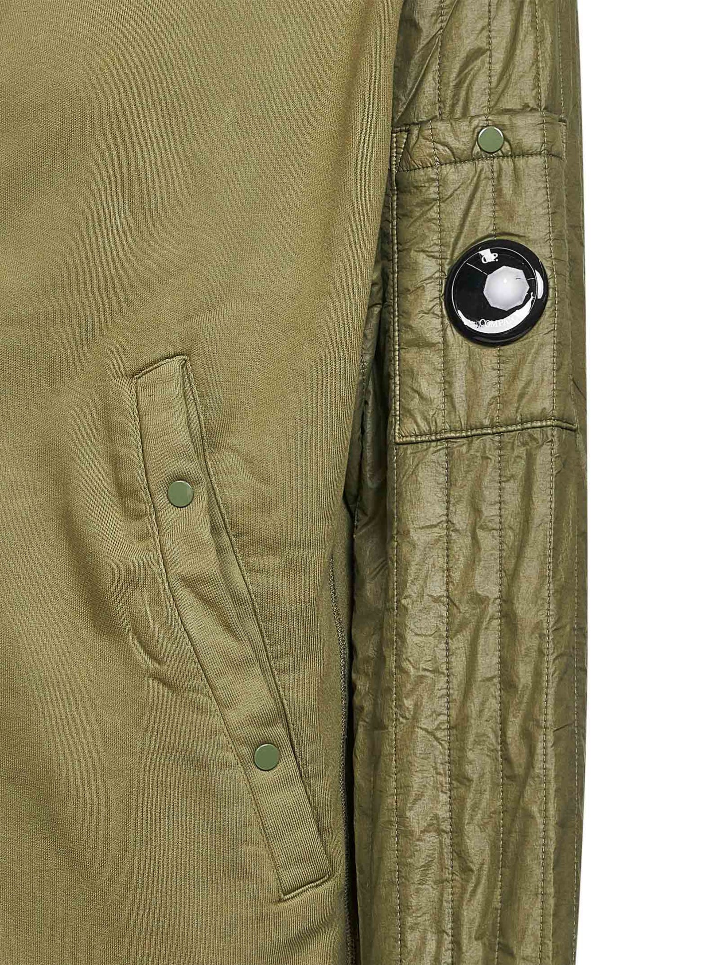 Green Diagonal Raised Fleece Mixed zip-up hoodie