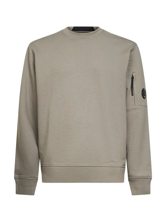 Beige Diagonal Raised Fleece Crewneck Lens sweatshirt