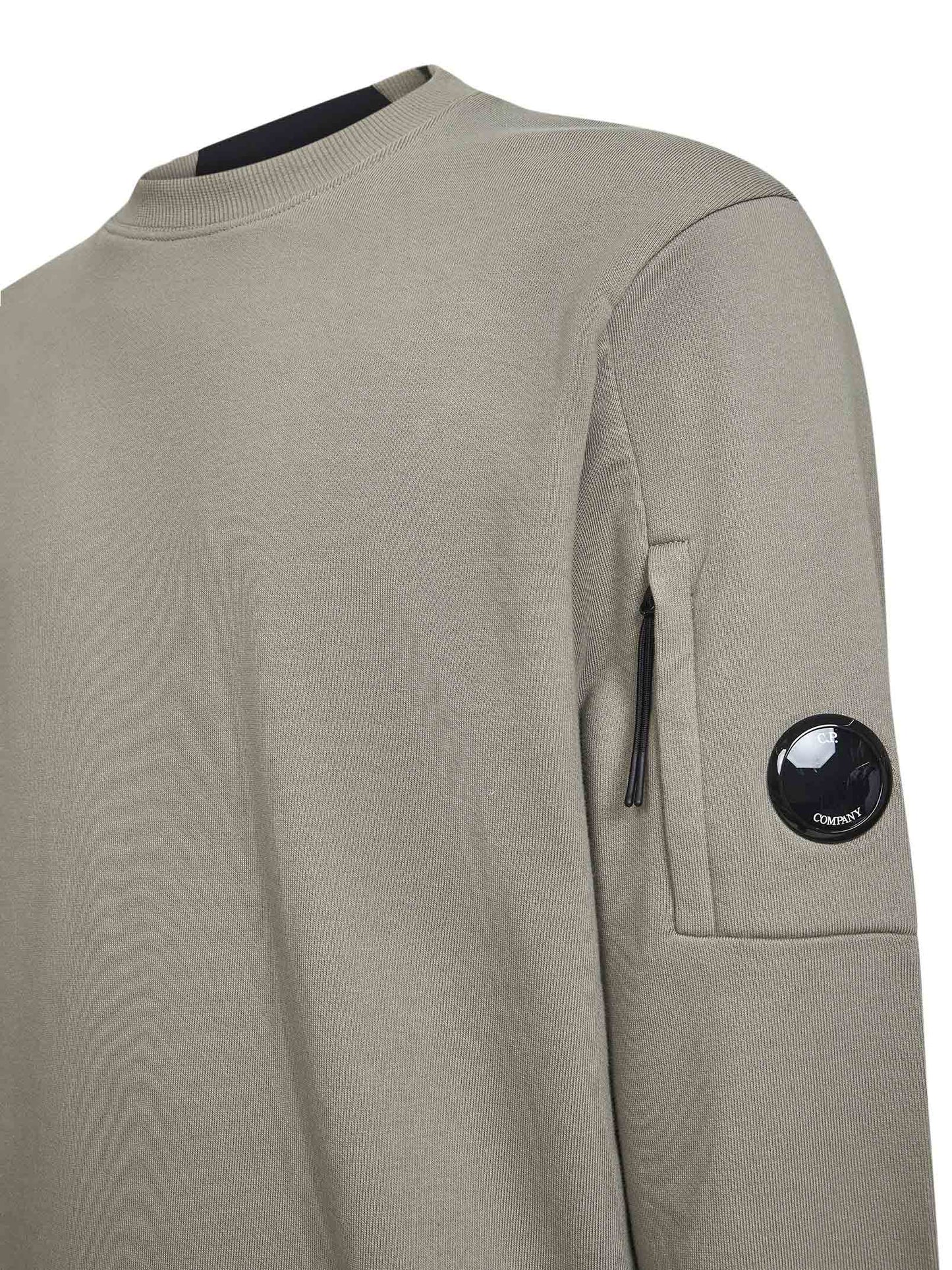 Beige Diagonal Raised Fleece Crewneck Lens sweatshirt